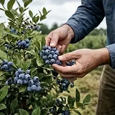 Blueberry bushes in summer